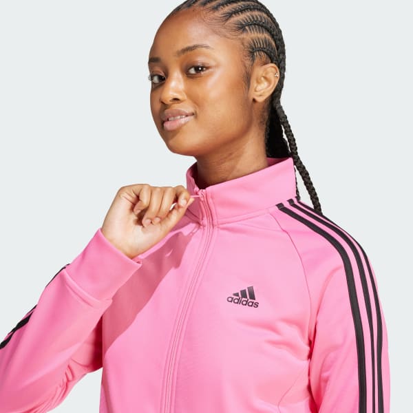 adidas Primegreen Essentials Warm-Up Slim 3-Stripes Track Jacket - Pink, Women's Lifestyle