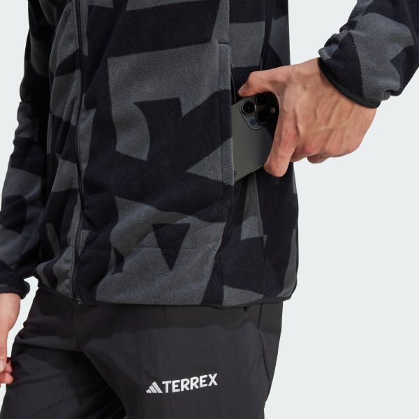 adidas Terrex Multi Printed Full-Zip Fleece Jacket - Black | Free