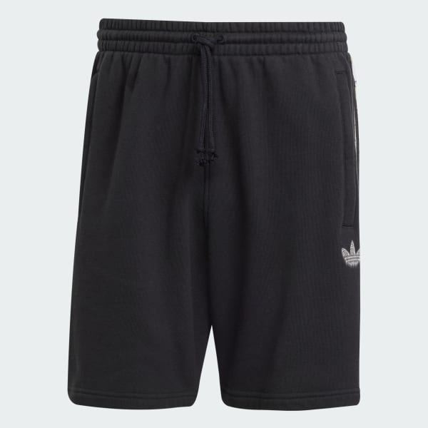 สีดำ กางเกงขาสั้นพิมพ์ลายโครงกระดูก