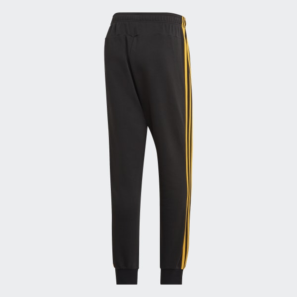Black Essentials 3-Stripes Tapered Cuffed Joggers