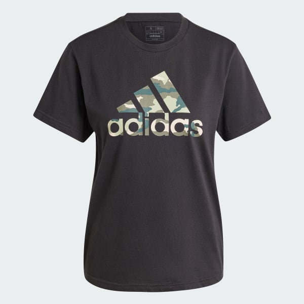 Preto Camiseta Estampada Camo