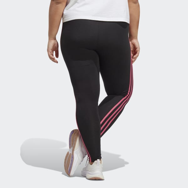 Black Essentials 3-Stripes Leggings (Plus Size)