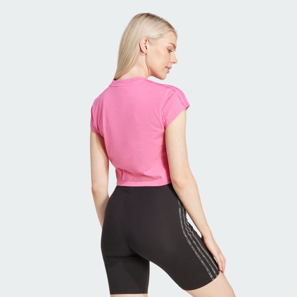 Rosa Camiseta Baby Look ALL SZN Três Listras Garment Wash