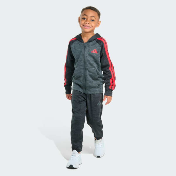 Black 2-Piece Long Sleeve Poly Fleece Jacket & Jogger Set
