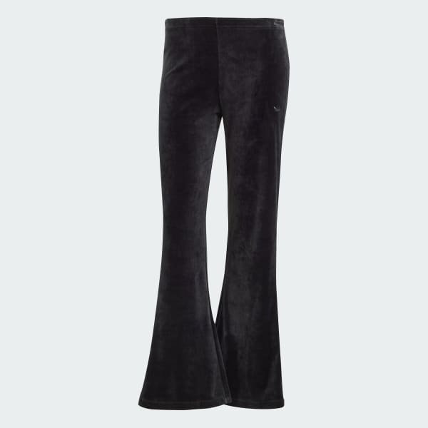 adidas Pants con Pierna Acampanada de Terciopelo Arrugado Negro