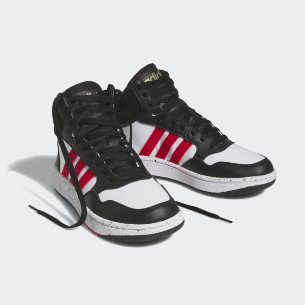 Adidas Hoops Mid Shoes - Kids - Cloud White / Red / Core Black - 5