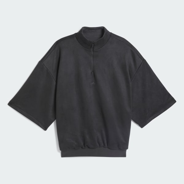 Grey Basketball Sueded 3/4 Half-Zip Sweatshirt