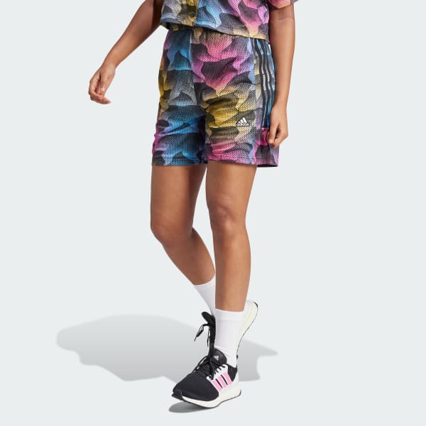 Siyah Tiro Print Mesh Summer Şort