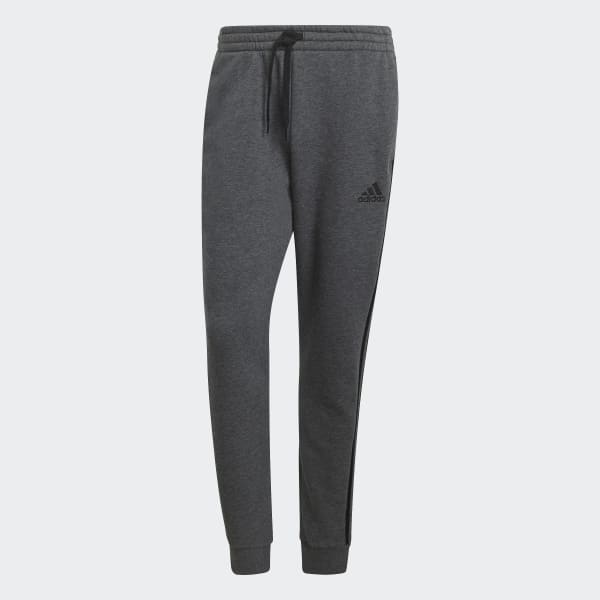 Grey Essentials Fleece Tapered Cuff 3-Stripes Pants