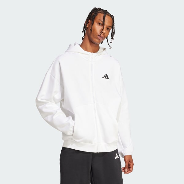 White Future Icons Small Logo Full-Zip Hoodie