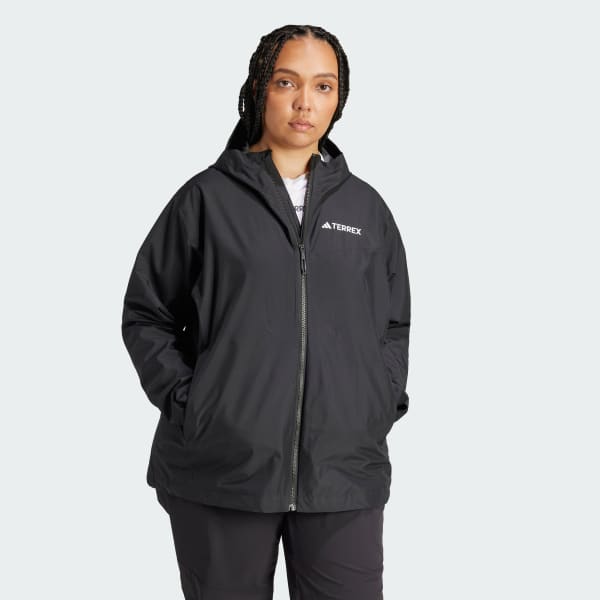 US | Black adidas Women\'s Terrex | - Jacket (Plus 2.5L Size) Hiking adidas Rain.Rdy Multi