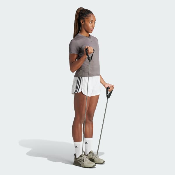 White Pacer Training 3-Stripes Woven High-Rise Shorts