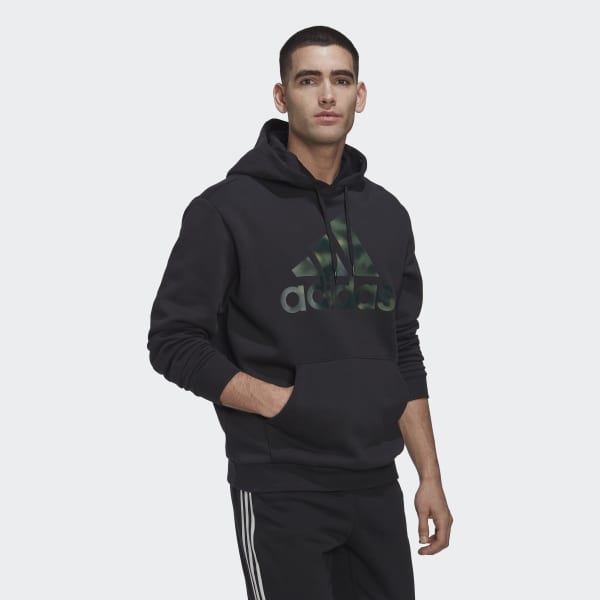 Black Essentials Camo Print French Terry Hoodie GY127