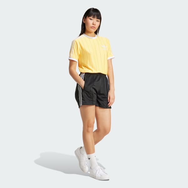 オレンジ アディカラースリーストライプス ピンストライプ半袖Tシャツ