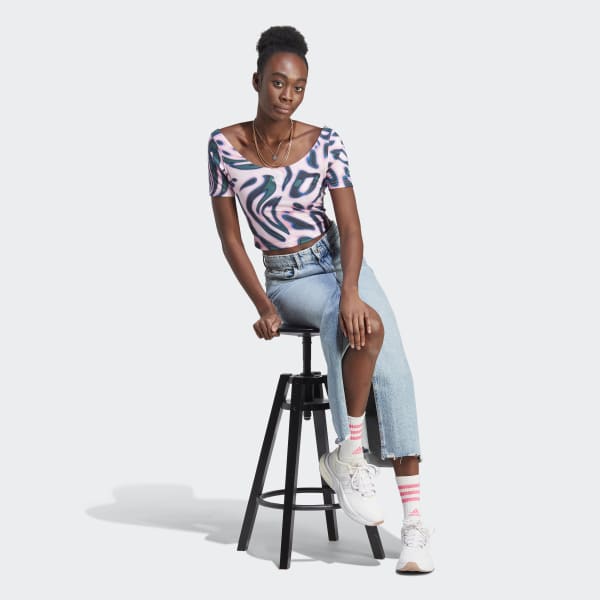 Rosado Polo Corto Vibrant Print