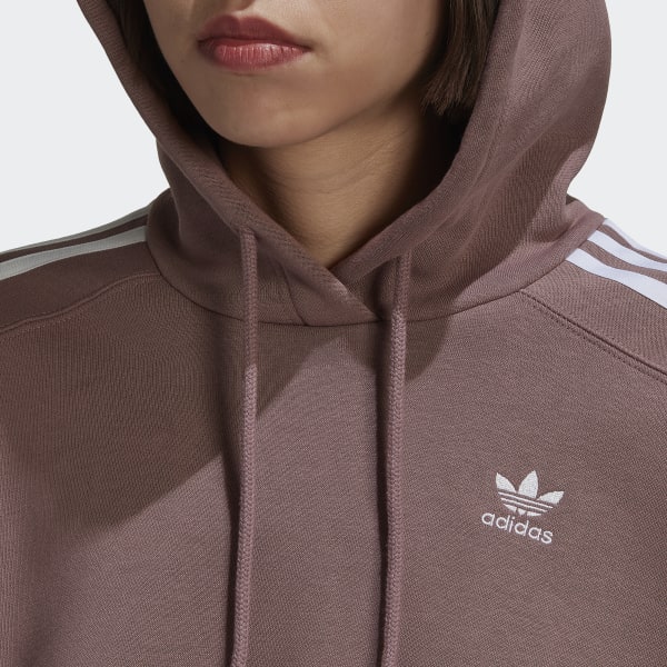 fialová Mikina s kapucňou Adicolor Classics Crop SU088