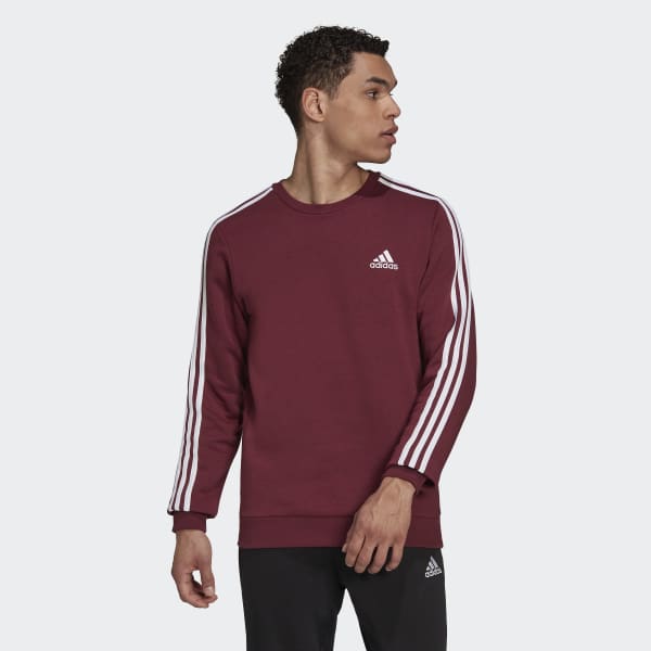 adidas Essentials Fleece 3-Stripes Sweatshirt - Red | H12167 | adidas US