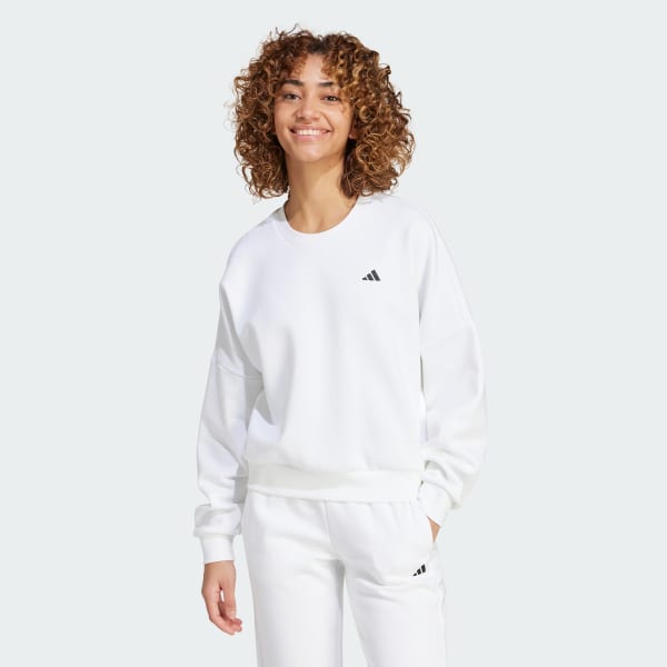 adidas Essentials Small Logo Feel Cozy Sweatshirt White adidas Australia