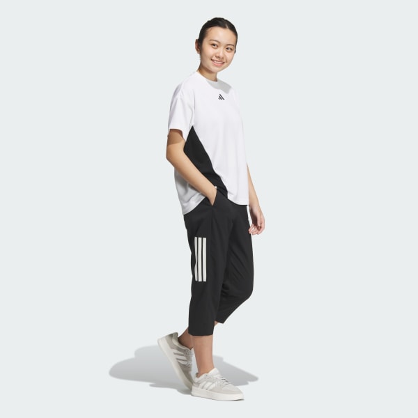 ブラック ウーブン ライト カプリパンツ