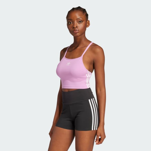 Purple Adicolor 3-Stripes Crop Long-Sleeve Top