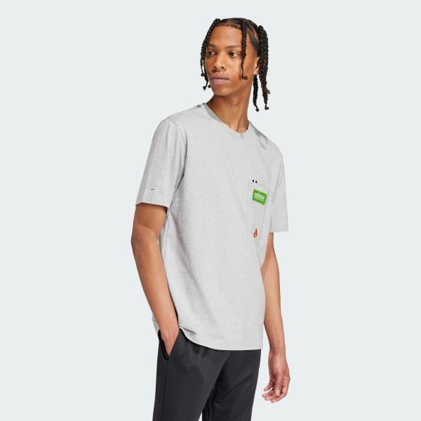 Grey Remoji Pocket Graphic T-Shirt