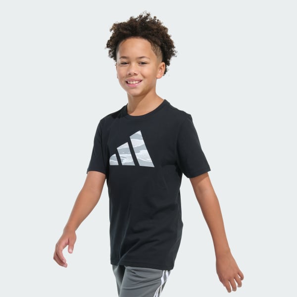 adidas Short Sleeve Tiger Camo Logo Tee - Black | Free