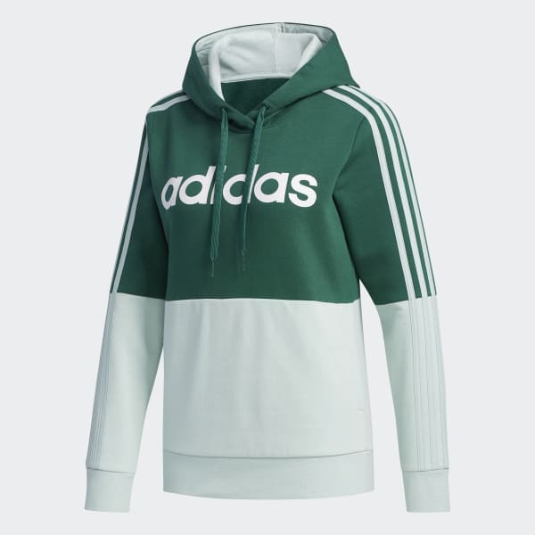 adidas Essentials Colorblock Hooded Sweatshirt Green adidas New Zealand