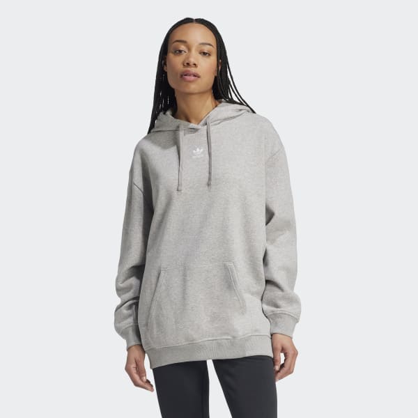 adidas Essentials Oversized Fleece Hoodie - Grey | Free Shipping