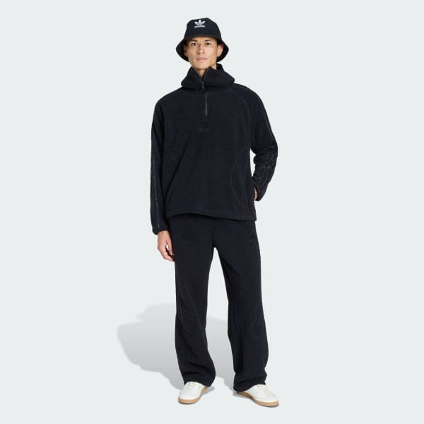 Nero FELPA CON CAPPUCCIO E ZIP A 1/4 BORG FLEECE TEAMGEIST