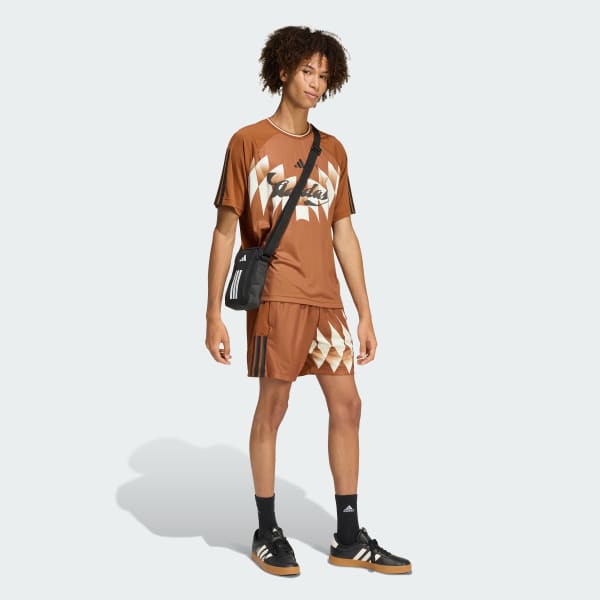 Brown HOUSE OF TIRO X COMMON GOAL PIQUE SHORTS