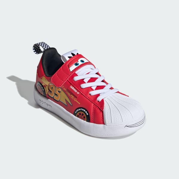Red Adidas Pixar Cars Adifom Superstar 360 키즈 신발