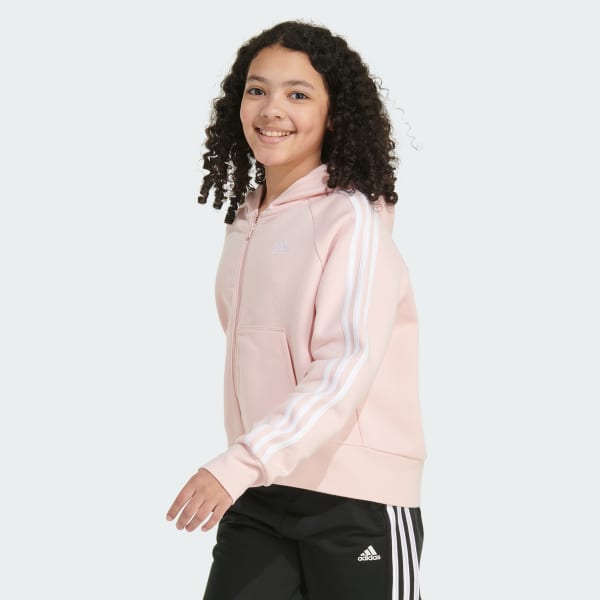 adidas 3-Stripes Hooded Fleece Jacket - Pink | Free Shipping with adiClub |  adidas US