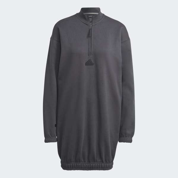 Szary Half-Zip Sweater Dress LA322