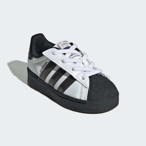 White Superstar Led Lights Comfort Closure Elastic Lace Shoes Kids