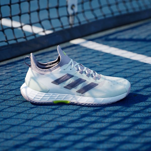  adidas Women's Adizero Ubersonic 4 Tennis Shoe, White/Silver  Metallic/Grey, 5