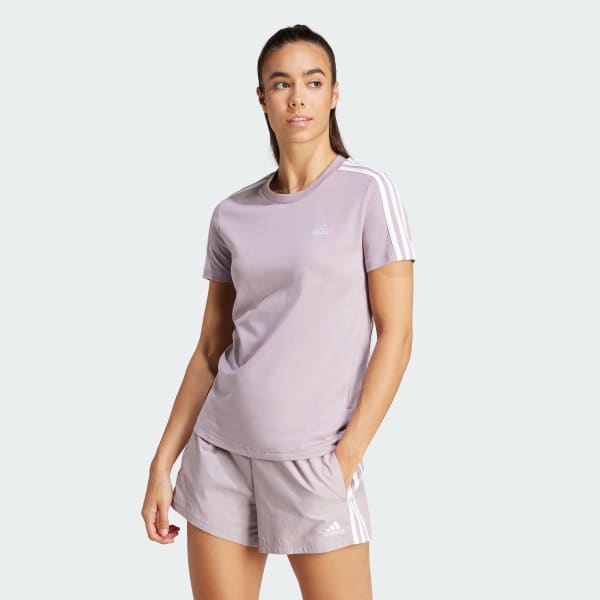 Roxo Camiseta Essentials Slim 3-Stripes