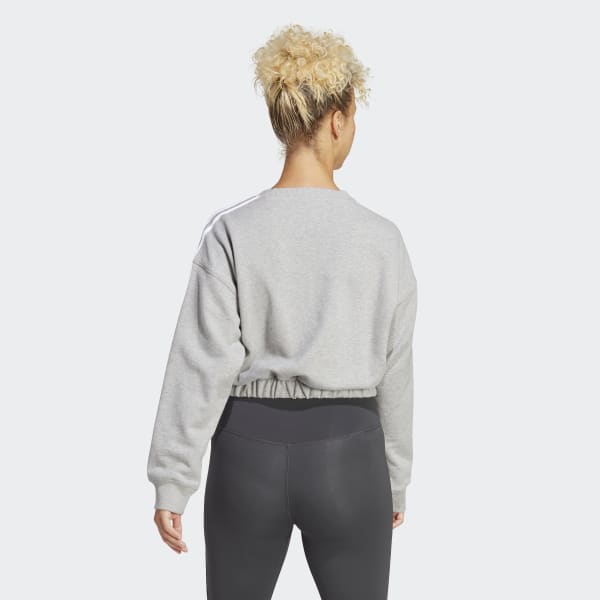 Grey Essentials 3-Stripes Crop Sweatshirt