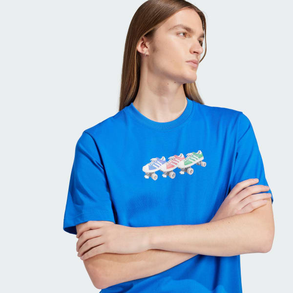 新作アディダスオリジナルTシャツブルー アディダス アディダス オリジナルス 半袖Tシャツ - ブルー