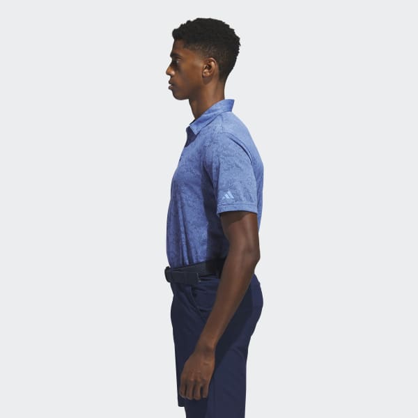 Blue Textured Jacquard Golf Polo Shirt