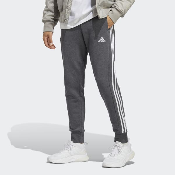 adidas Essentials French Terry Tapered Cuff 3-Stripes Pants - Grey ...