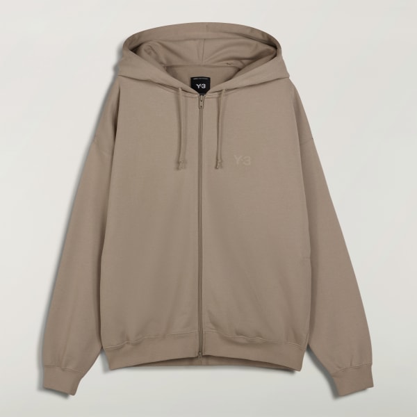 adidas Y-3 Brushed Terry Zipper Hoodie - Brown | Free Shipping