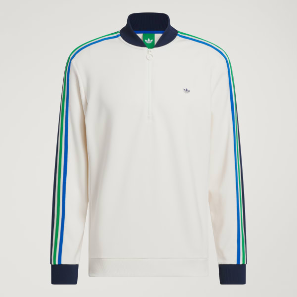 adidas Originals 3-Stripes 1/4 Zip Sweatshirt - White | Free