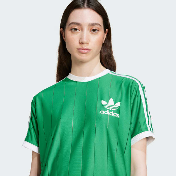 adidas Adicolor 3 Stripes Pinstripe T Shirt Green adidas UK
