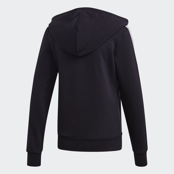 Black Essentials 3-Stripes Fleece Hoodie