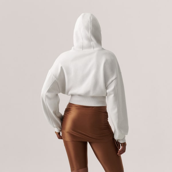 สีขาว เสื้อฮู้ดทรงครอป adidas by Stella McCartney Sportswear