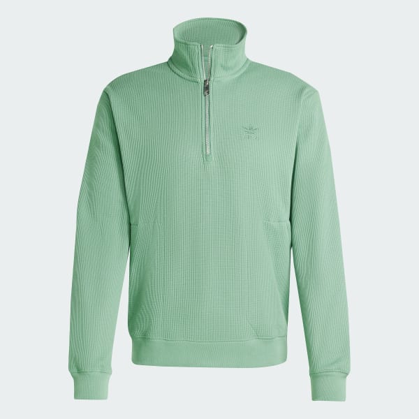 Groen Trefoil Essentials Waffle Sweatshirt met Halflange Rits