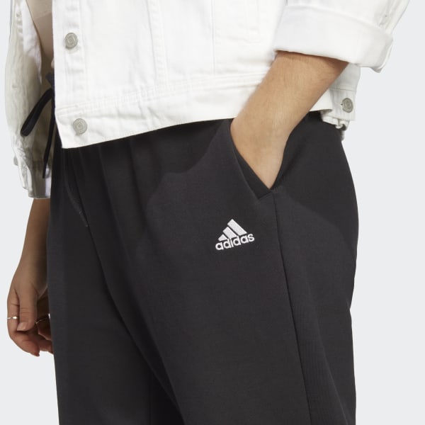 Black Essentials Linear French Terry Cuffed Joggers (Plus Size)