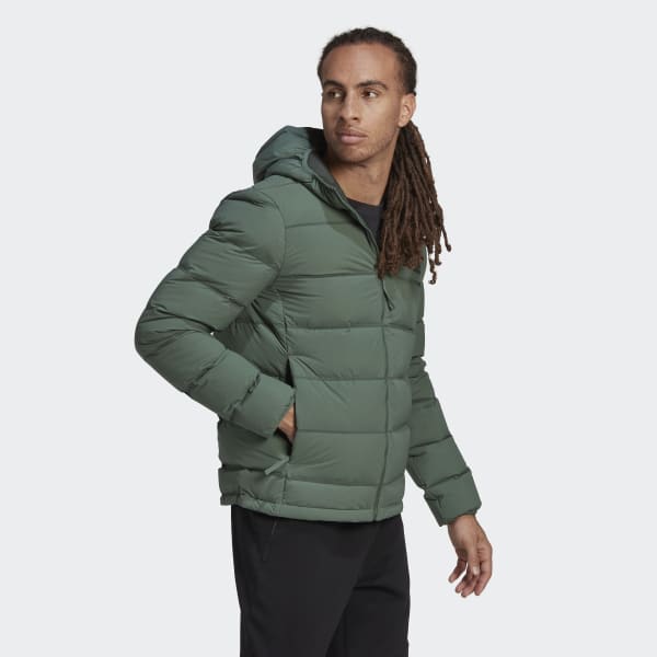 Green Helionic Stretch Hooded Down Jacket