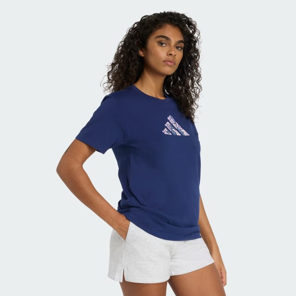 สีน้ำเงิน เสื้อยืดพิมพ์ลาย Soft Side