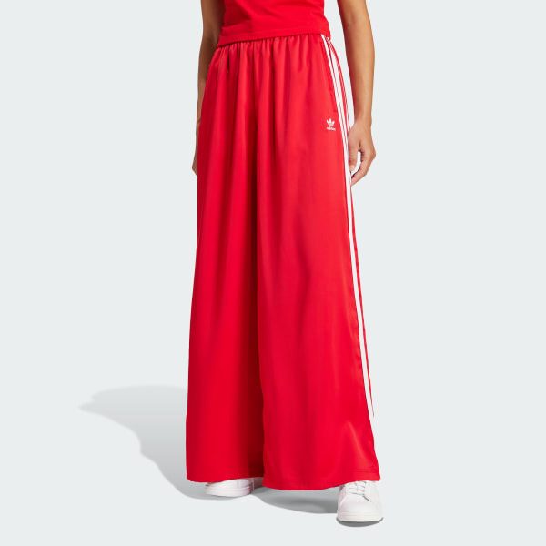 adidas Adicolor Satin Wide Leg Track Pants Red adidas Malaysia